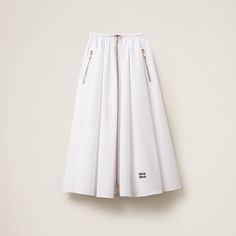 White Long Poplin Skirt | Miu Miu Miu Miu Cotton Bottoms For Spring, Miu Miu Spring Bottoms With Pockets, Poplin Skirt, Expensive Clothes, Zipper Skirt, Langer Rock, Crochet Skirt, Pencil Skirts, Skirt Women