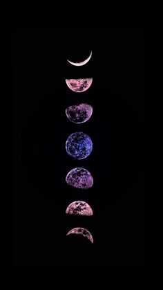 five phases of the moon in different colors