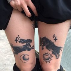 Scott Move, UK Girls With Tattoos, Rabbit Tattoos, Knee Tattoo, Wolf Tattoo, Tattoo Blog, Skin Art, Pretty Tattoos, Thigh Tattoo