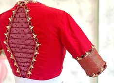 Saree Blouse Sleeves, Red Designer Blouse, Blouse Neck Design, Neck Blouse Designs, Bride Collection, Sarees Blouse, Netted Blouse Designs, Model Blouse, Blouse Ideas