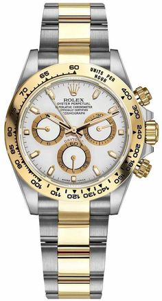 Model # 116503 | 116503-0001 | 116503-WHTSO ROLEX COSMOGRAPH DAYTONA MEN'S LUXURY WATCH - With Manufacturer Serial Numbers - Swiss Made - White Dial - Index Hour Markers - Second / Minute Markers - Polished Solid 18k Yellow Gold Bezel     Tachymetric Scale Engraved on Bezel - Chronograph Feature     Large Central Chronograph Second Hand     30 Minute Counter Sub-Dial at 3 O'Clock     12 Hour Counter Sub-Dial at 9 O'Clock - Small Second Sub-Dial at 6 O'Clock - 72 Hour Power Reserve - Stop-seconds Feature for Precise Time Setting - Tachymeter Scale Feature - Self-winding Automatic Movement     COSC Superlative Chronometer Certified - Rolex Caliber 4130 - Vibrations Per Hour: 28,800 - Jewels: 44 - 6 Year Warranty - Guaranteed Authentic - Certificate of Authenticity - Manufacturer Box & E-Manu Rolex Daytona Black, Rolex Daytona Gold, Rolex Daytona White, Rolex Daytona Watch, Men's Rolex, Rolex Cosmograph Daytona, Cosmograph Daytona, Rolex Watches For Men, Gold Rolex