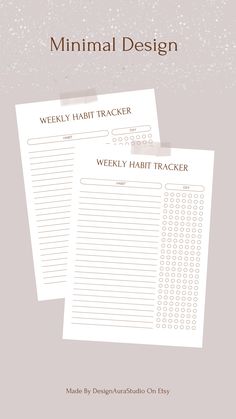 This is a printable weekly habit tracker to manage your life and to help achieve your goals. Just download, print and get started right away. Print as many pages as you need.

Your purchase includes A4, A5, letter & half letter planners + gift file:
A4 Size: Weekly Habit Tracker (1 Page)
A5 Size: Weekly Habit Tracker (1 Page)
Letter Size: Weekly Habit Tracker (1 Page)
Half Letter Size: Weekly Habit Tracker (1 Page)
Gift File (To Do List) Habit Tracker Printable, Creative Planner, Daily Habits, Habit Tracker, Minimal Design, Weekly Planner, Digital Planner, Printable Planner, Love You