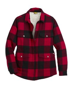 PRICES MAY VARY. Sherpa lined flannel chore coat with Durable Water Repellant finish Flap pockets with snap closure Double entry lower pockets with fleece lining Interior pockets for extra storage Hidden zipper and snaps at center front Shirt Jacket Womens, Lumberjack Style, Womens Flannel, Dickies Women, Safety Clothing, Mens Parka, Chore Coat, Flannel Women, Wool Shirt