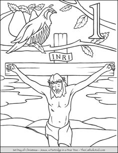 the crucifix is depicted in this coloring page