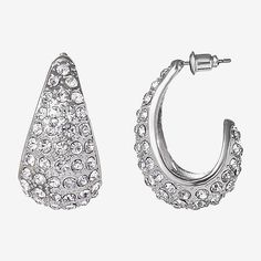 Included: 1 Pair of EarringsEarring Back: PostSetting: InlayMetal Color: Silver ToneEarring Length: 29.3mmEarring Width: 15.7mmCare: Wipe CleanStone Type: 134 GlassEarrings Style: Drop EarringsMetal: AlloyCountry of Origin: Imported Dazzling Sterling Silver Hoop Earrings For Wedding, Sterling Silver Hoop Earrings With Sparkling Stones For Wedding, Sparkling Sterling Silver Round Hoop Earrings, Jessica Simpson Two Tone Watch, Glamorous Silver Hoop Crystal Earrings, Silver Metal Hoop Earrings With Rhinestones, Jessica Simpson, Silver Hoop Earrings, Silver Tone