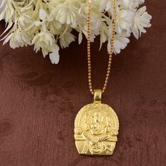 Ganesha necklace - gold ganesha - indian god - ganesh - yoga necklace - amulet - a 14k gold vermeil ganesha on a 14k gold filled chain Enjoy Free Shipping on All Orders *Handmade item *Dispatches from a small business in India *Materials         :-   Brass, silver *Band color      :-   Gold, silver *Style                 :-    Minimalist *Can be personalized Product Description:-  SIZE           :-   All Size Are Available. Choose From Variation. METAL           :-   Brass, silver Ring can be customized on request and gemstone can be made to any gemstone you want. If You Need Faster Shipping, Please Contact us Please Make Sure to Include The Correct Address During Before Order. You Can return Item within 30 Days After Successful Delivery. We Offer 100% Money Back Guarantee If You Not Satis Gold Brass Jewelry For Navratri, Gold Plated Tilla Necklace For Gift, Gold Plated Necklaces For Puja And Festivals, 22k Gold Spiritual Necklaces For Rituals, Gold-plated Temple Necklace For Gifts, Gold Pendant Necklace For Rituals, Gold Plated Necklaces For Diwali Gift, Gold Necklace For Navratri Gift, Spiritual Yellow Gold Temple Necklace For Rituals