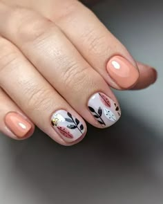 Nails Leaves Design, Aurora Nails, September Nails, Nail Colours, Fall Nail Art, Fall Nail Colors