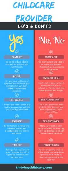 two different types of children's rights and the words child care provided do's & don'ts