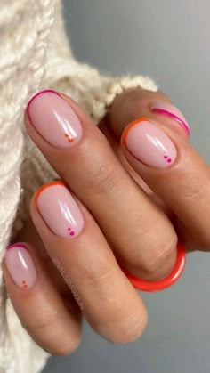 #nailstyle #nailsoftheweek #nailsinspiration #summer #nailsdesign #summernails #nailinspo #longnails #nailsdesign #shortnails Vibrant Nails, Casual Nails, Dots Nails, Round Nails, Her Nails, Short Nail, Rainbow Nails