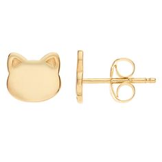 Add a touch of feline fun to your look with these 14k gold cat stud earrings. Add a touch of feline fun to your look with these 14k gold cat stud earrings. EARRING DETAILS Length: 7.5 mm Backings: post Metal: 14k gold Packaging: boxed Size: One Size. Color: Yellow. Gender: female. Age Group: adult. Gold Cat Earrings, Cat Stud Earrings, Gold Packaging, Cat Earrings Studs, Post Metal, Mini Earrings, Gold Models, Animal Earrings, Cat Jewelry