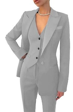 PRICES MAY VARY. Material:This Women suits is made of high quality material,75% Polyester and 25% Viscose.the fabric is Comfortable, breathable, softer, smoother. Regular fit cutting design, elegant chic style.The 3 Pcs Women tuxedo suits are really unique and elegant for you to stand out in party wedding or graduation.also this is best gifts for your mother,wife,daughter or girlfriends. Women Blazer Suit Set Details:a coat/blazer and a pants and 1 Vest.Slimming fit for the women.also we can cus Pantsuit Wedding, Graduation Dance, Party Wear Suits, Lady Suit, Suits Formal, Business Jacket, Office Suit, Work Blazer, Business Suits