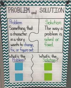 This product includes assessments/quick checks/formal assessments for Problem and Solution.  Each formal assessment (4 total) consists of 4 questions pertaining to Problem and Solution as a quick check for student's comprehension at the end of each day. Answer key is included at the bottom of each page.  1 10 question assessment are included in this product as well.  I also included an open ended activity where students read a passage and write the problem and solution of the story. Problem And Solution Anchor Chart, Problem And Solution Activities, Problem Solution Anchor Chart, Problem Solution Activities, 6th Grade English, Ela Anchor Charts, Classroom Charts, Classroom Anchor Charts, Co Teaching