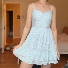 Item: Hollister Blue Gingham Mini Dress Brand: Hollister Condition: Brand New With Tags Size: S (Model Is 5’8, 125 Lbs, Size 4) Original Price: $40 From A Smoke/Pet Free Home #Dress #Minidress #Casual #Summerdress #Dainty Trendy Elegant Pastel Skater Mini Tie Around Dress Spring Blue Plaid Cotton Dress, Cute Fitted Mini-length Plaid Dress, Cute Plaid Mini Dress For Spring, Fitted Blue Plaid Dress For Spring, Blue Plaid Mini Dress For Spring, Blue Mini-length Plaid Dress For Spring, Blue Mini Length Plaid Dress For Spring, Casual Blue Plaid Mini Dress, Blue Plaid Ruffle Dress For Spring