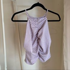 Gorgeous Lilac Top From Zara In A Gingham Print. This Makes For The Perfect Summer Top! Pair It With Your Gavotte Blue Or White Jeans. Ruched At The Front And Very Stretchy! Size Large. Brand New With Tags. Zara Gingham Tops For Summer, Zara Plaid Tops For Spring, Zara Gingham Casual Tops, Casual Gingham Zara Tops, Lilac Gingham, Lilac Top, Ruched Crop Top, Orange Crop Top, Satin Crop Top