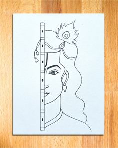 a drawing of a woman's face behind a ruler