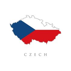 the czech flag is shown in red, white and blue on an outline of the country's map