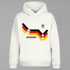 Inspired by the jersey worn by West Germany in 1990, this hoodie has long sleeves and is made of 100% cotton. It has a soft texture. Keeps warm in cold weather. This football themed t-shirt is available in one color, ecru white. A special, unique, new and nostalgic design for those who love the story of football. This sweatshirt will remind you of the FIFA World Cup won by Germany in 1990 and players like Rudi Völler and Bayern Munich's Lothar Matthaus. The print is of very high premium quality. Washing at 30 degrees inside out and ironing inside out will prolong the life of the print. Please check the size chart before ordering. To determine the correct size: Measure the length and width of the t-shirt you are wearing and are satisfied with and compare with the size chart in the gallery. White Hoodie With Drawstring For Fan Merchandise, Throwback Crew Neck Hoodie For Fan Merchandise, Retro Long Sleeve Hoodie With Letter Print, White Fan Merchandise Sweatshirt With Drawstring Hood, White Sweatshirt With Drawstring Hood For Fans, White Drawstring Hood Sweatshirt For Fan Merchandise, Throwback White Sweatshirt For Sports Season, White Sports Season Fan Merchandise Hoodie, White Long Sleeve Hoodie With Team Name