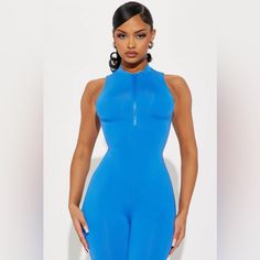 Never Used. Size Large. Amazing Stretch. Snatches Your Waist Blue Stretch Sleeveless Jumpsuits And Rompers, Blue Stretch Sleeveless Jumpsuit, Blue Sleeveless Stretch Jumpsuits And Rompers, Blue Sleeveless Stretch Jumpsuit And Romper, Blue Stretch Jumpsuits And Rompers For Night Out, Casual Blue Bodysuit For Night Out, Trendy Blue Bodysuit For Night Out, Sleeveless Blue Jumpsuit For Night Out, Light Blue Fitted Sleeveless Bodysuit