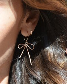 "-Handmade bow earrings -Available in 14k gold filled or sterling silver -Bow approx. 1 3/8\" length x 1\" wide (35cm x 25cm)" Silver Bow, Bow Earrings, Blue Gems, Handmade Bows, Denver Co, Selling Jewelry, Gold Filled Jewelry, Sterling Silber, Denver