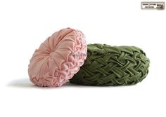 two green and pink scrunffles sitting next to each other