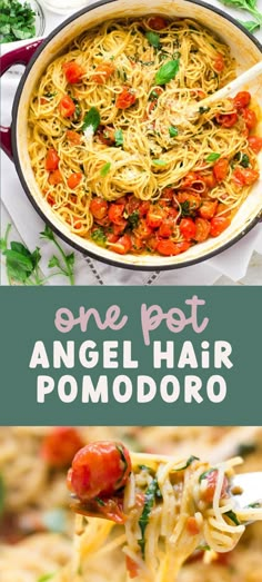 one pot angel hair pasta with tomatoes and parmesan cheese