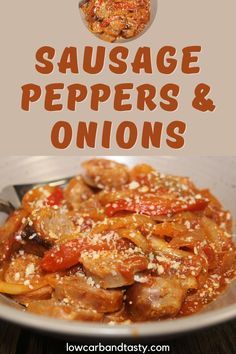 Low carb slow cooker sausage peppers and onions recipe Low Carb Sausage, Sausage Peppers Onions, Gluten Free Italian, Sausage Peppers, Sweet Italian Sausage, Sausage And Peppers, Onion Recipes, Homemade Sauce