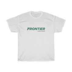 "Frontier Airlines Logo T-Shirt \"The current Frontier Airlines logo was unveiled in the fall of 2014. It looks like an italicized and slightly watered-down version of its predecessor. More importantly, it features the iconic \"F\" from the emblem created in 1978 by Saul Bass. Although the letter is now green instead of red, it creates a link with the former airline and also gives the design a truly unique touch.\" This heavy cotton tee has the classic cotton look and feel. Casual elegance will Vintage Style Aesthetic, Airlines Logo, Frontier Airlines, Airline Logo, Old Logo, Wardrobe Classic, Style Aesthetic, Sporty And Rich, Men's Wardrobe