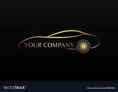 a gold car logo on black background with the word'your company'written below it