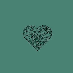 a heart made up of small black triangles on a green background with the word love written across it