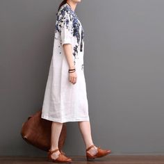 White Cotton Dress Floral Plus Size Dresses For SummerThis dress is made of cotton linen fabric, soft and breathy, suitable for summer, so loose dresses to make you comfortable all the time.Measurement: One Size: length 104cm / 40.56" Bust 112cm / 43.68" Waist 106cm / 41.34"Materials used: CottonPayment: We accept payment by paypal and credit card. if you would like to pay by credit card, please choose payment by paypal, and follow the guide. Paypal allows payment by credit card. Shipping CostUs Casual Ramie Linen Spring Dress, Casual Ramie Linen Dress For Vacation, Casual Linen Dress For Vacation, Casual Short Sleeve Linen Dress, Short Sleeve Ramie Dress For Vacation, Casual Linen Dress With Short Sleeves, Vacation Dress With Short Sleeves In Ramie, Beach Cotton Shift Midi Dress, Beach Shift Midi Dress In Cotton