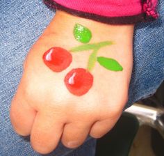 Cheek Painting Ideas For Kids, Cherry Face Paint, Cute Easy Face Paint Ideas, Quick And Easy Face Painting For Kids, Fruit Face Painting, Simple Face Painting Ideas For Adults, Summer Face Painting Ideas For Kids, Face Painting Easy Simple