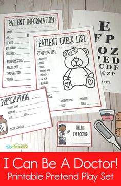 i can be a doctor printable pretend play set with instructions for children to use