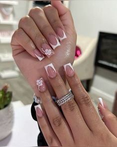 Birthday Nails Short White, Girl Maintenance, Classic French Tip, Fall Nail Design, Christian Hats, White Tips, French Tip Nail Designs, Floral Work