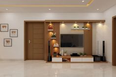 a living room filled with furniture and a flat screen tv on top of a wooden entertainment center