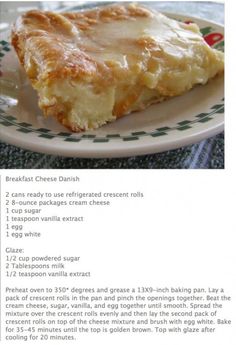 a recipe for cream cheese danish on a plate