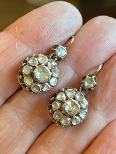 Stunning and unique 8k Gold and Diamond earrings from Turkey from the late 1800's Secure lever back closures in great working order 11 Foiled back diamonds in each = 22 total The diamonds are set into the gold and are very primitive cut (irregular and few facets) ...see photos  Estimated total diamond weight over 2.5ct.Impossible to be totally accurate without removing the stones and weighing them Totally hand crafted in rose gold with a natural patina (antiquing) Note: The earrings has been rep 1800s Jewelry, Gold And Diamond Earrings, Cut Earrings, Handmade Rose, Antique Boxes, Wedding Jewelry Earrings, Antique Victorian, Victorian Era, Wedding Earrings