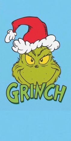 the grin face is wearing a santa hat and has green lettering that says grin on it