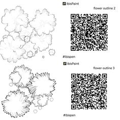 three different types of flowers with qr code for each flower and the same color