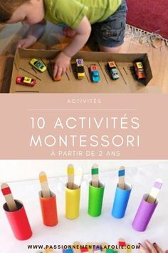 a toddler playing with montessoi toys on the floor and in front of them