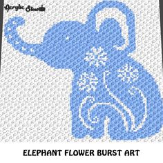 an elephant with snowflakes on it's head and the words elephant flower burst art