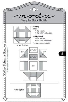 the sample pattern for this quilt block is shown in black and white, which includes four squares