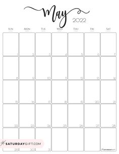 the may calendar is shown in black and white