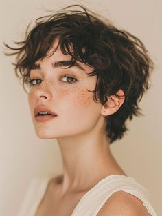 Wavy Short Thick Hair, Pixie Mullet Wavy Hair, Pixie Haircut For Wavy Hair Natural, Cute Shaggy Short Hair, Pixie Cut For Thick Wavy Hair, Shaggy Pixie Mullet Curly, "bixie" Haircut Wavy, Short Girls Haircut