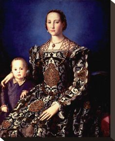 a painting of a woman with a baby in her lap and wearing an ornate dress