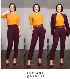 Oxblood Pants Outfit, Burgundy Pants Outfit Work Summer, Wine Combinations Outfit, Burgandy Pants Work Outfit, Maroon Work Outfit, Aubergine Pants Outfits, Wine Trousers Outfit, Maroon And Gold Outfit, Red Wine Pants Outfit