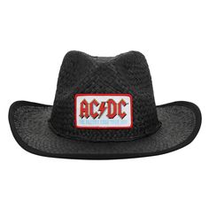 Elevate your beach style with this officially licensed ACDC cowboy sun hat. This adult-sized hat is the perfect accessory for sunny days, whether you're lounging on the beach or enjoying a tropical drink at home. The custom design showcases the iconic ACDC logo on the front of the hat, allowing you to represent your favorite beverage brand in style. What sets this hat apart is the attention to detail—the underside of the brim features a bold logo pattern that adds a touch of rock & roll to your Themed Adjustable Wide Brim Costume Hat, Novelty Adjustable Wide Brim Hats, Novelty Wide Brim Adjustable Hats, Adjustable Wide Brim Novelty Hats, Fun Summer Costume Hats With Short Brim, Fun Summer Costume Hat With Short Brim, Fun Short Brim Costume Hats For Summer, Fun Short Brim Summer Costume Hats, Adjustable Curved Brim Costume Headpieces For Summer