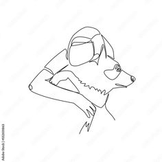 a drawing of a woman with a dog on her back, in black and white