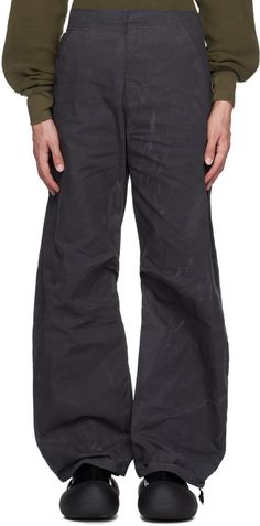 Relaxed-fit and wide-leg cotton- and nylon-blend canvas pants. · Elasticized waistband · Zip-fly · Four-pocket styling · Concealed drawstring at cuffs · Concealed zip pockets at back · Pleats at inseam Supplier color: Dark grey Tech Pants, Canvas Pants, Nylon Pants, Apparel Accessories, Dark Grey, Zip Pockets, Wide Leg, Relaxed Fit, Outfit Accessories