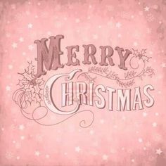 a merry christmas card with the word merry on it in brown and pink, surrounded by snowflakes