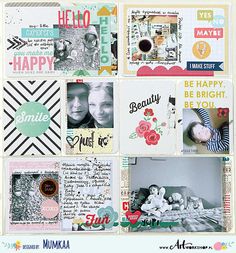 a scrapbook page with many different pictures on it